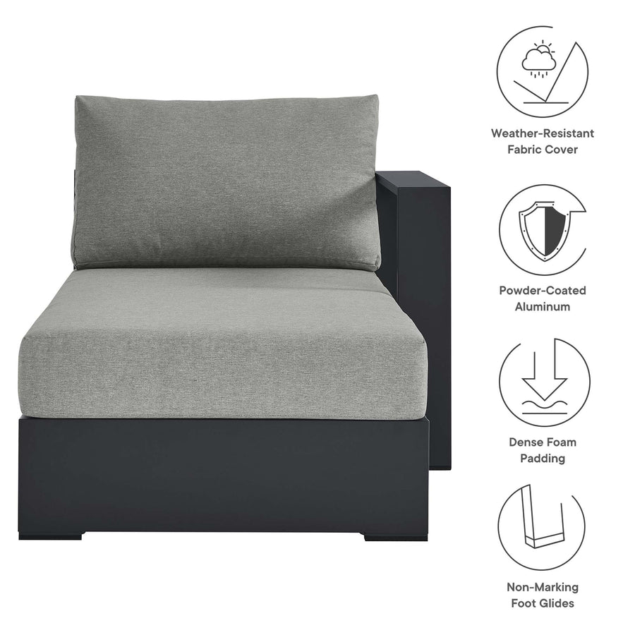 Aspen Outdoor Patio Powder-Coated Aluminum Modular Right-Facing Chaise Lounge in Gray Gray