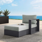 Aspen Outdoor Patio Powder-Coated Aluminum Modular Right-Facing Chaise Lounge in Gray Gray