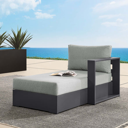 Tahoe Outdoor Patio Powder-Coated Aluminum Modular Right-Facing Chaise Lounge in Gray Gray