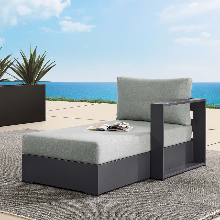 Aspen Outdoor Patio Powder-Coated Aluminum Modular Right-Facing Chaise Lounge in Gray Gray