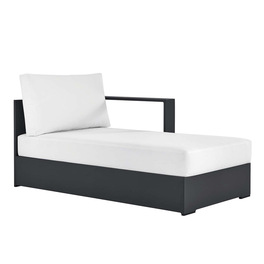 Aspen Outdoor Patio Powder-Coated Aluminum Modular Right-Facing Chaise Lounge in Gray White