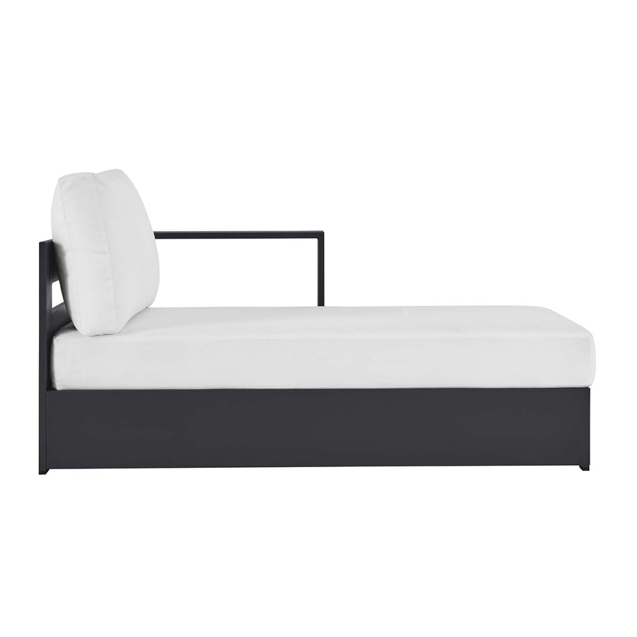 Aspen Outdoor Patio Powder-Coated Aluminum Modular Right-Facing Chaise Lounge in Gray White