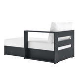 Aspen Outdoor Patio Powder-Coated Aluminum Modular Right-Facing Chaise Lounge in Gray White