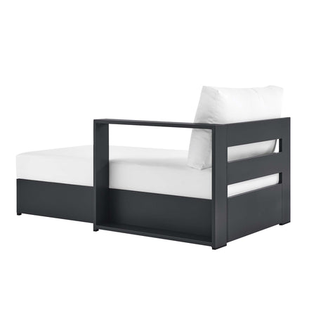 Tahoe Outdoor Patio Powder-Coated Aluminum Modular Right-Facing Chaise Lounge in Gray White