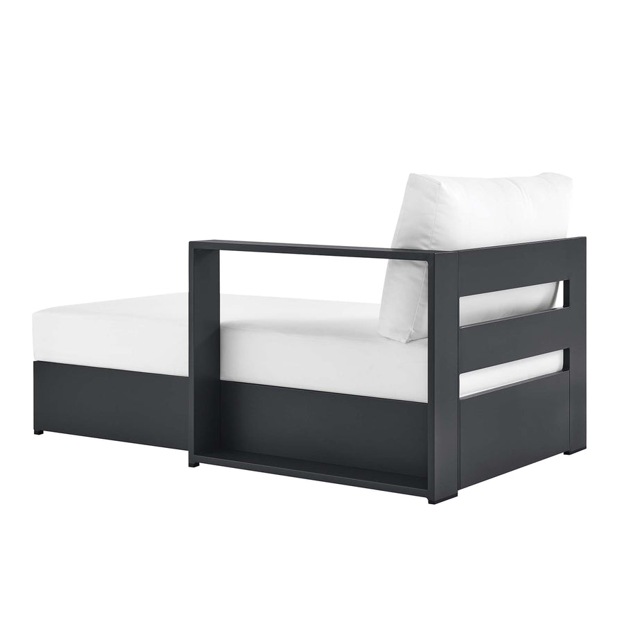 Aspen Outdoor Patio Powder-Coated Aluminum Modular Right-Facing Chaise Lounge in Gray White