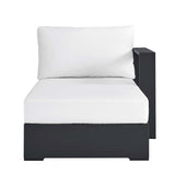 Aspen Outdoor Patio Powder-Coated Aluminum Modular Right-Facing Chaise Lounge in Gray White