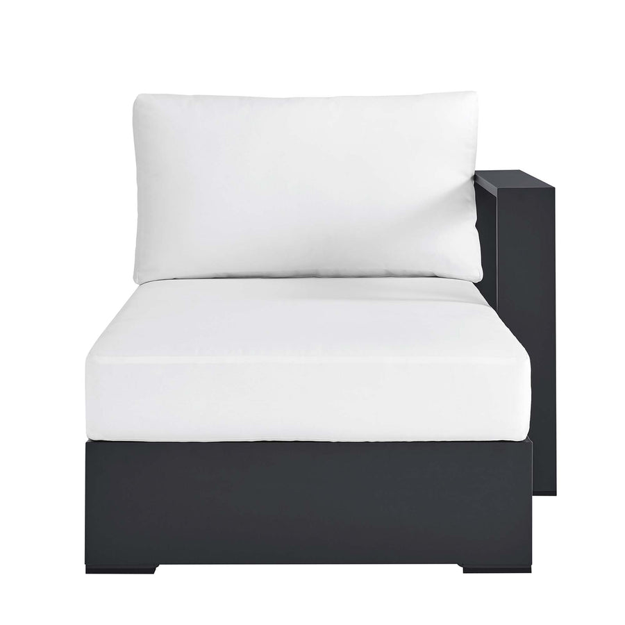 Aspen Outdoor Patio Powder-Coated Aluminum Modular Right-Facing Chaise Lounge in Gray White