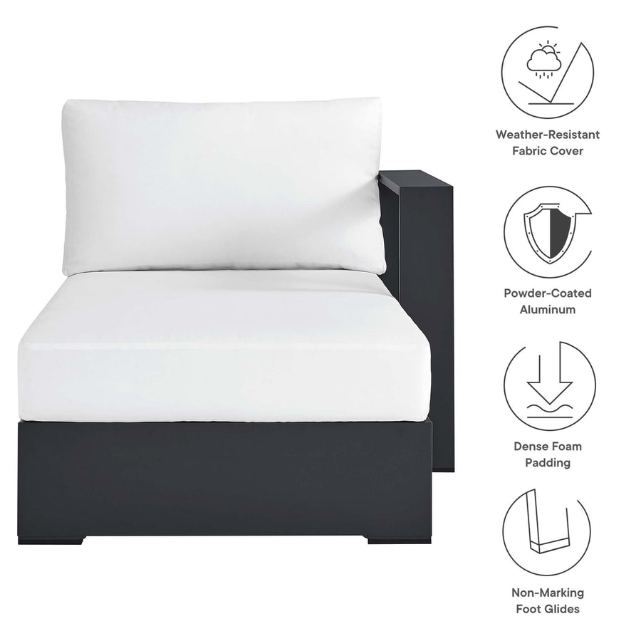 Aspen Outdoor Patio Powder-Coated Aluminum Modular Right-Facing Chaise Lounge in Gray White