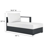 Aspen Outdoor Patio Powder-Coated Aluminum Modular Right-Facing Chaise Lounge in Gray White
