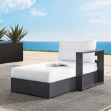 Aspen Outdoor Patio Powder-Coated Aluminum Modular Right-Facing Chaise Lounge in Gray White