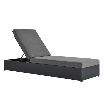 Tahoe Outdoor Patio Powder-Coated Aluminum Chaise Lounge Chair in Gray Charcoal