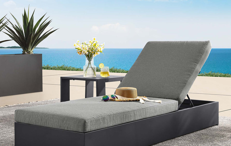 Aspen Outdoor Patio Powder-Coated Aluminum Chaise Lounge Chair in Gray Charcoal