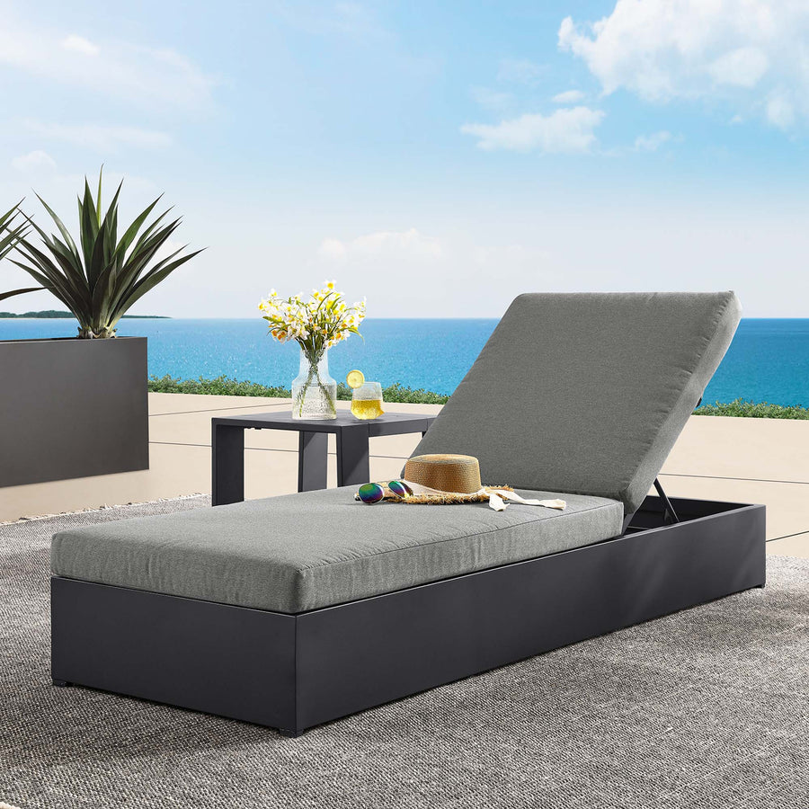 Aspen Outdoor Patio Powder-Coated Aluminum Chaise Lounge Chair in Gray Charcoal