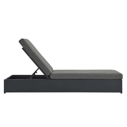 Tahoe Outdoor Patio Powder-Coated Aluminum Chaise Lounge Chair in Gray Charcoal