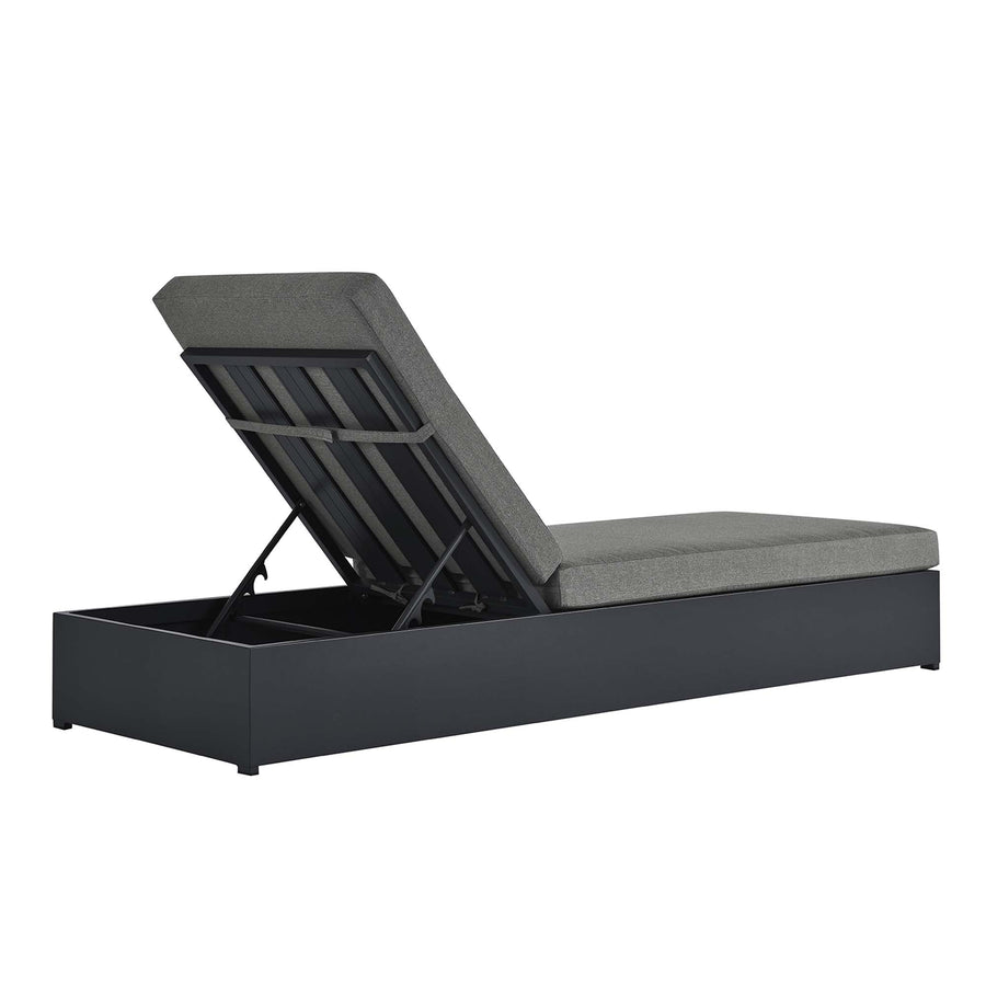 Aspen Outdoor Patio Powder-Coated Aluminum Chaise Lounge Chair in Gray Charcoal