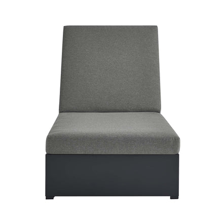 Tahoe Outdoor Patio Powder-Coated Aluminum Chaise Lounge Chair in Gray Charcoal