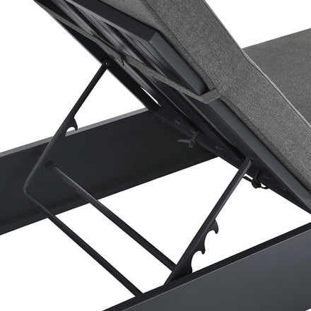 Tahoe Outdoor Patio Powder-Coated Aluminum Chaise Lounge Chair in Gray Charcoal