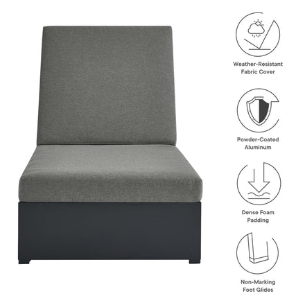Tahoe Outdoor Patio Powder-Coated Aluminum Chaise Lounge Chair in Gray Charcoal