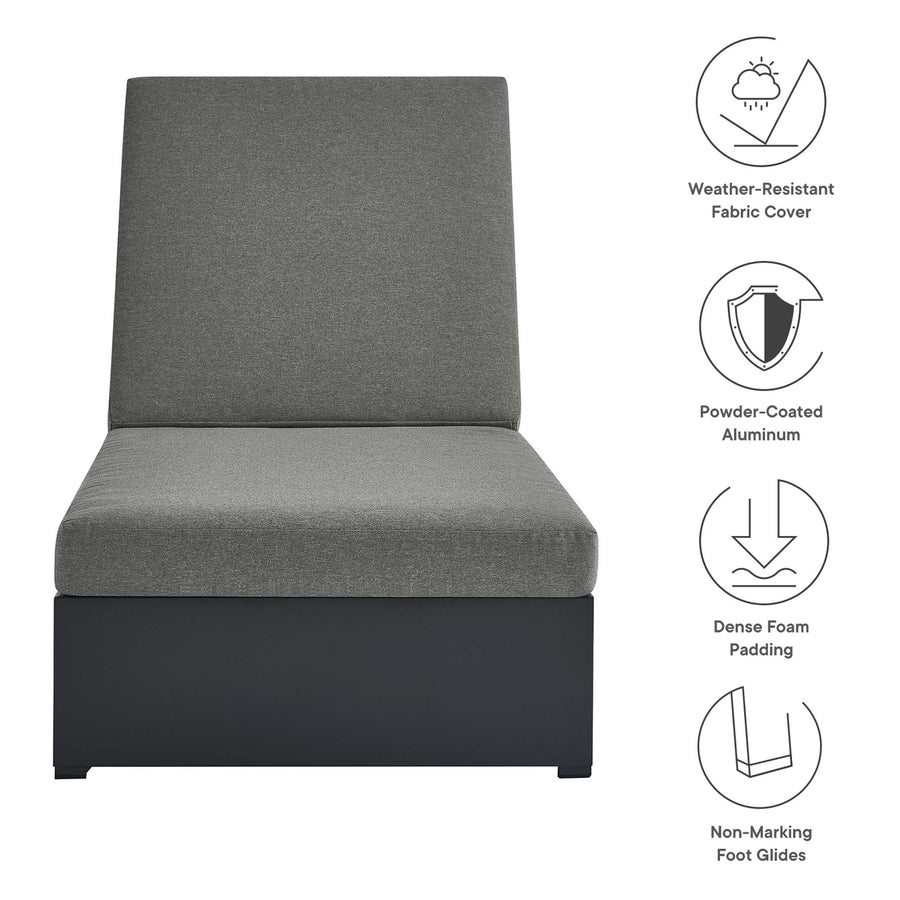 Aspen Outdoor Patio Powder-Coated Aluminum Chaise Lounge Chair in Gray Charcoal