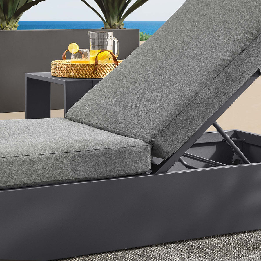 Aspen Outdoor Patio Powder-Coated Aluminum Chaise Lounge Chair in Gray Charcoal