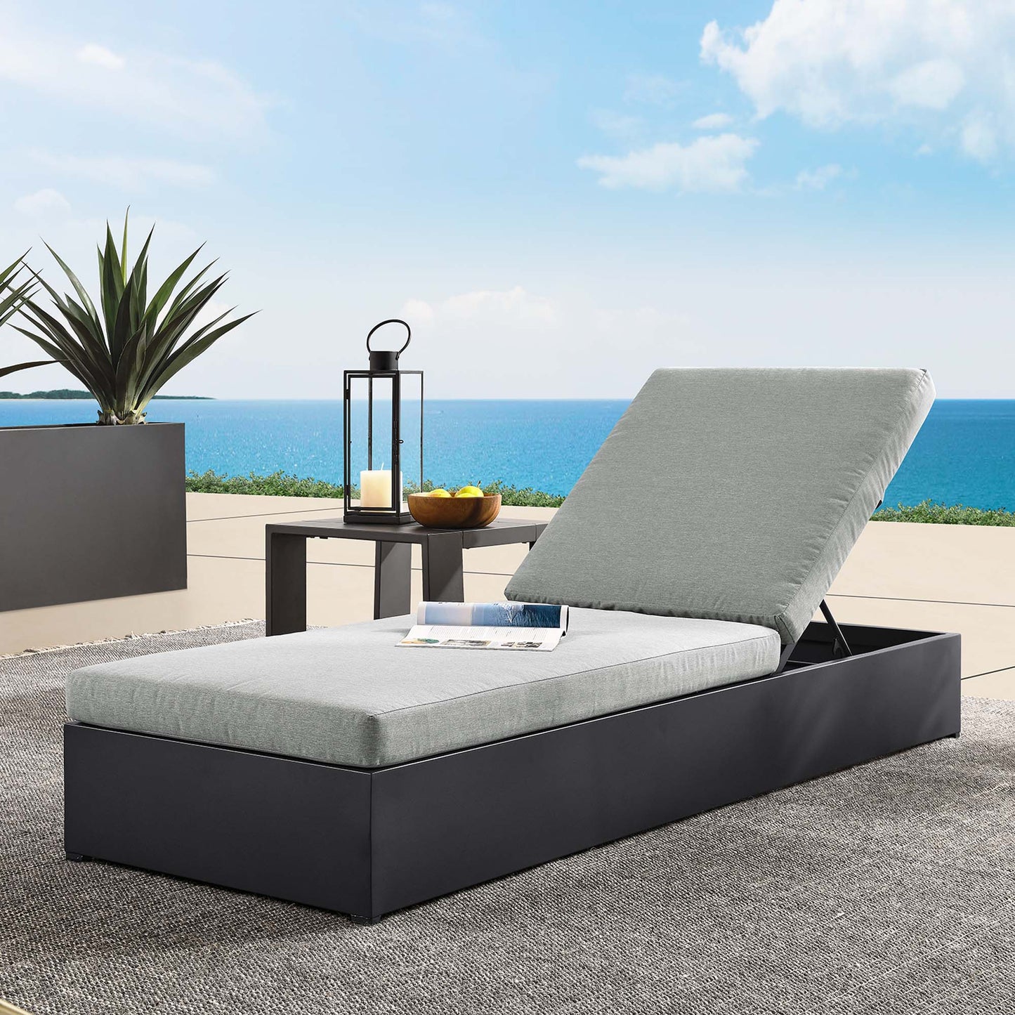 Tahoe Outdoor Patio Powder-Coated Aluminum Chaise Lounge Chair by Furniture for America