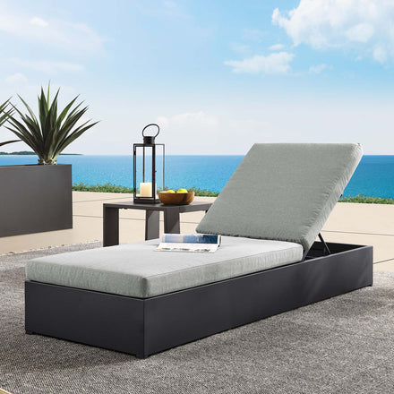 Tahoe Outdoor Patio Powder-Coated Aluminum Chaise Lounge Chair in Gray Gray