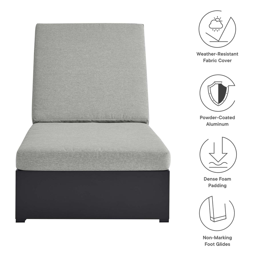 Aspen Outdoor Patio Powder-Coated Aluminum Chaise Lounge Chair in Gray Gray