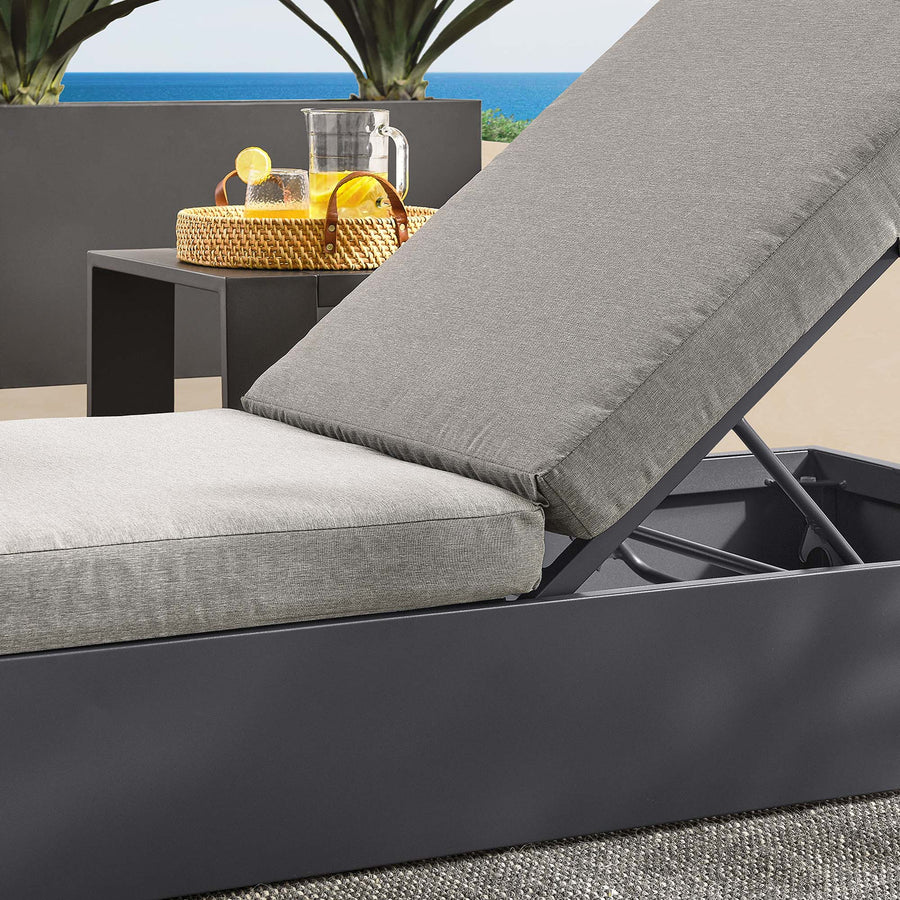 Aspen Outdoor Patio Powder-Coated Aluminum Chaise Lounge Chair in Gray Gray
