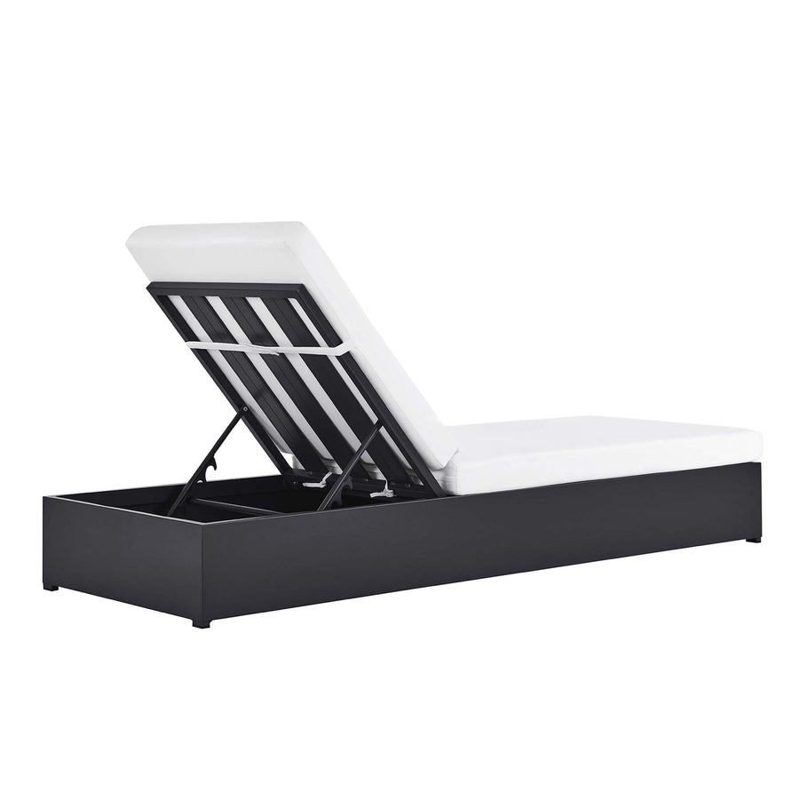 Aspen Outdoor Patio Powder-Coated Aluminum Chaise Lounge Chair in Gray White