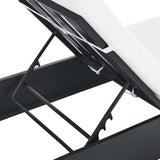 Aspen Outdoor Patio Powder-Coated Aluminum Chaise Lounge Chair in Gray White