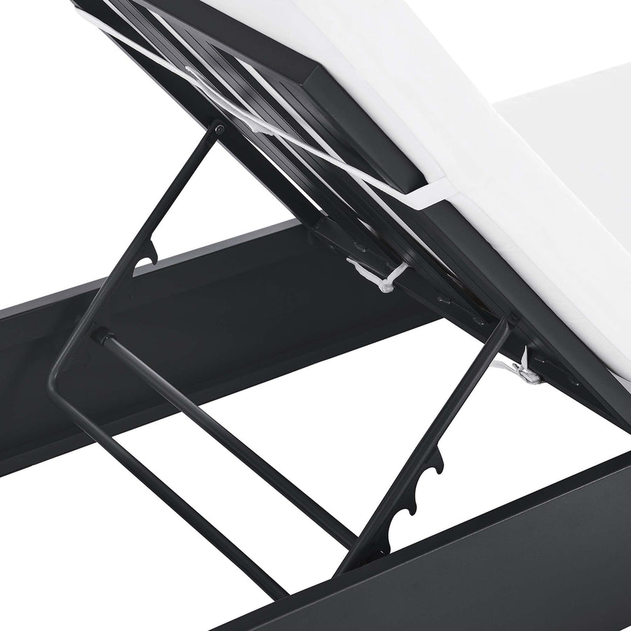 Aspen Outdoor Patio Powder-Coated Aluminum Chaise Lounge Chair in Gray White