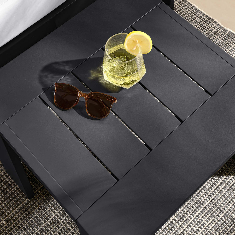 Aspen Outdoor Patio Powder-Coated Aluminum End Table in Gray