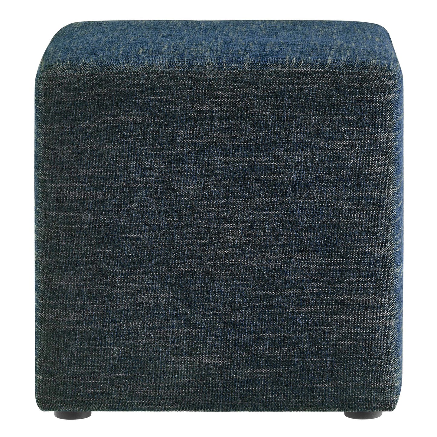 Callum 17" Square Woven Heathered Fabric Upholstered Ottoman by Furniture For America
