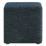 Oren 17" Square Woven Heathered Fabric Upholstered Ottoman in Heathered Weave Azure