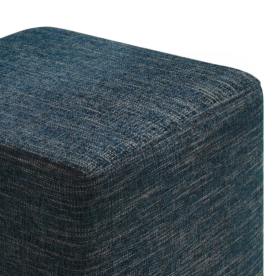 Oren 17" Square Woven Heathered Fabric Upholstered Ottoman in Heathered Weave Azure