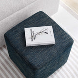 Oren 17" Square Woven Heathered Fabric Upholstered Ottoman in Heathered Weave Azure