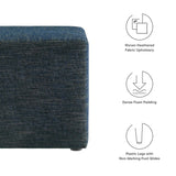 Oren 17" Square Woven Heathered Fabric Upholstered Ottoman in Heathered Weave Azure