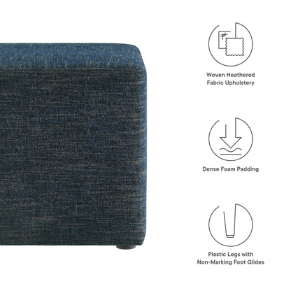 Callum 17" Square Woven Heathered Fabric Upholstered Ottoman by Furniture For America