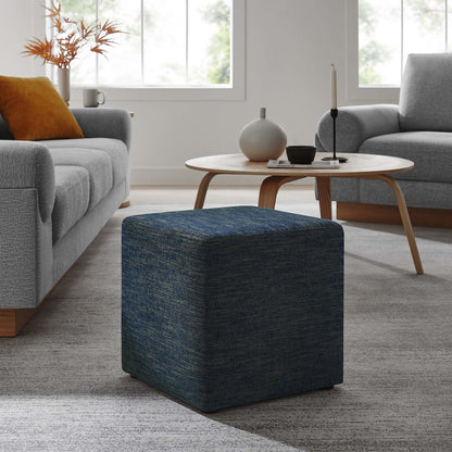 Callum 17" Square Woven Heathered Fabric Upholstered Ottoman by Furniture For America