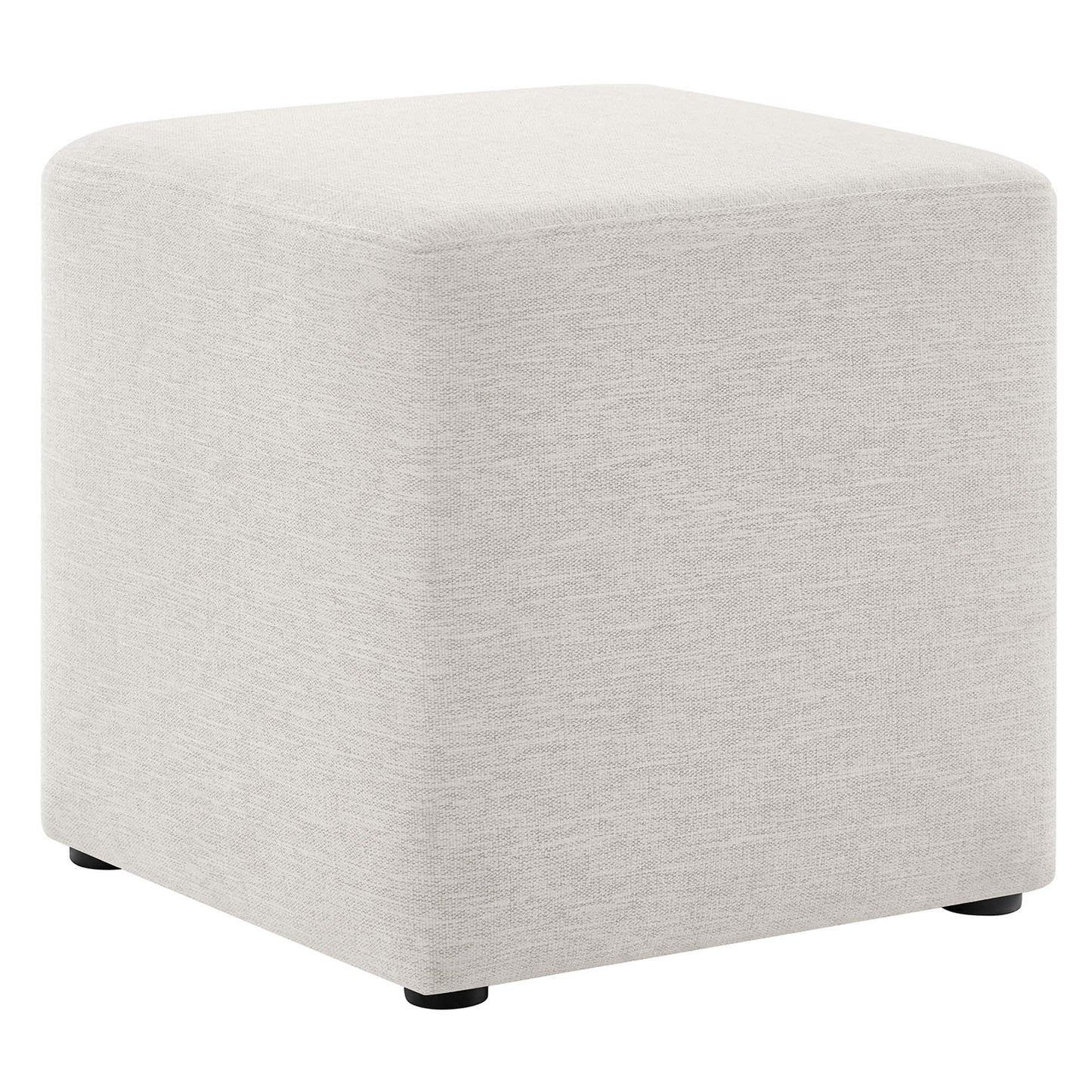 Callum 17" Square Woven Heathered Fabric Upholstered Ottoman by Furniture For America
