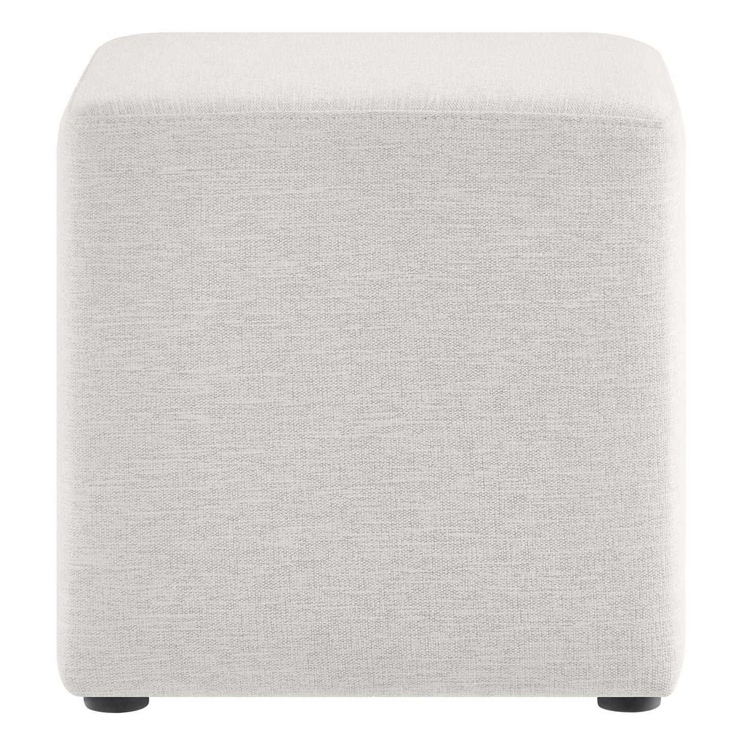 Callum 17" Square Woven Heathered Fabric Upholstered Ottoman by Furniture For America