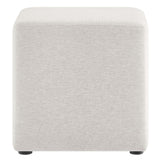 Oren 17" Square Woven Heathered Fabric Upholstered Ottoman in Heathered Weave Ivory