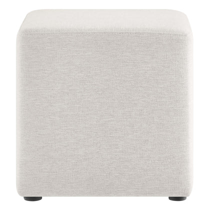 Callum 17" Square Woven Heathered Fabric Upholstered Ottoman by Furniture For America