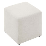 Oren 17" Square Woven Heathered Fabric Upholstered Ottoman in Heathered Weave Ivory