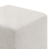 Oren 17" Square Woven Heathered Fabric Upholstered Ottoman in Heathered Weave Ivory