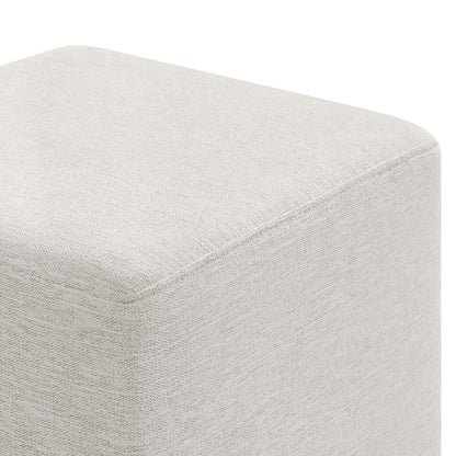 Callum 17" Square Woven Heathered Fabric Upholstered Ottoman by Furniture For America