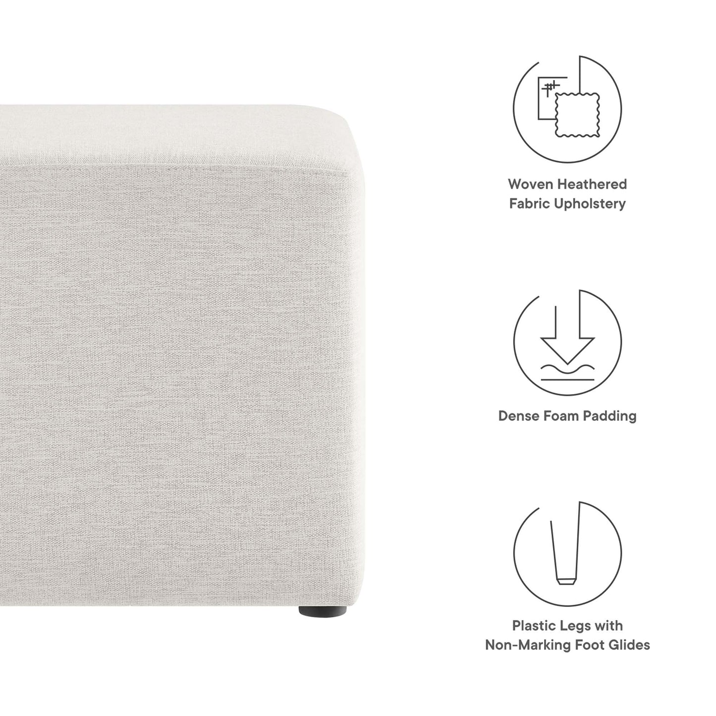 Callum 17" Square Woven Heathered Fabric Upholstered Ottoman by Furniture For America