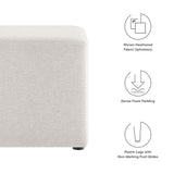 Oren 17" Square Woven Heathered Fabric Upholstered Ottoman in Heathered Weave Ivory