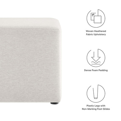 Callum 17" Square Woven Heathered Fabric Upholstered Ottoman by Furniture For America