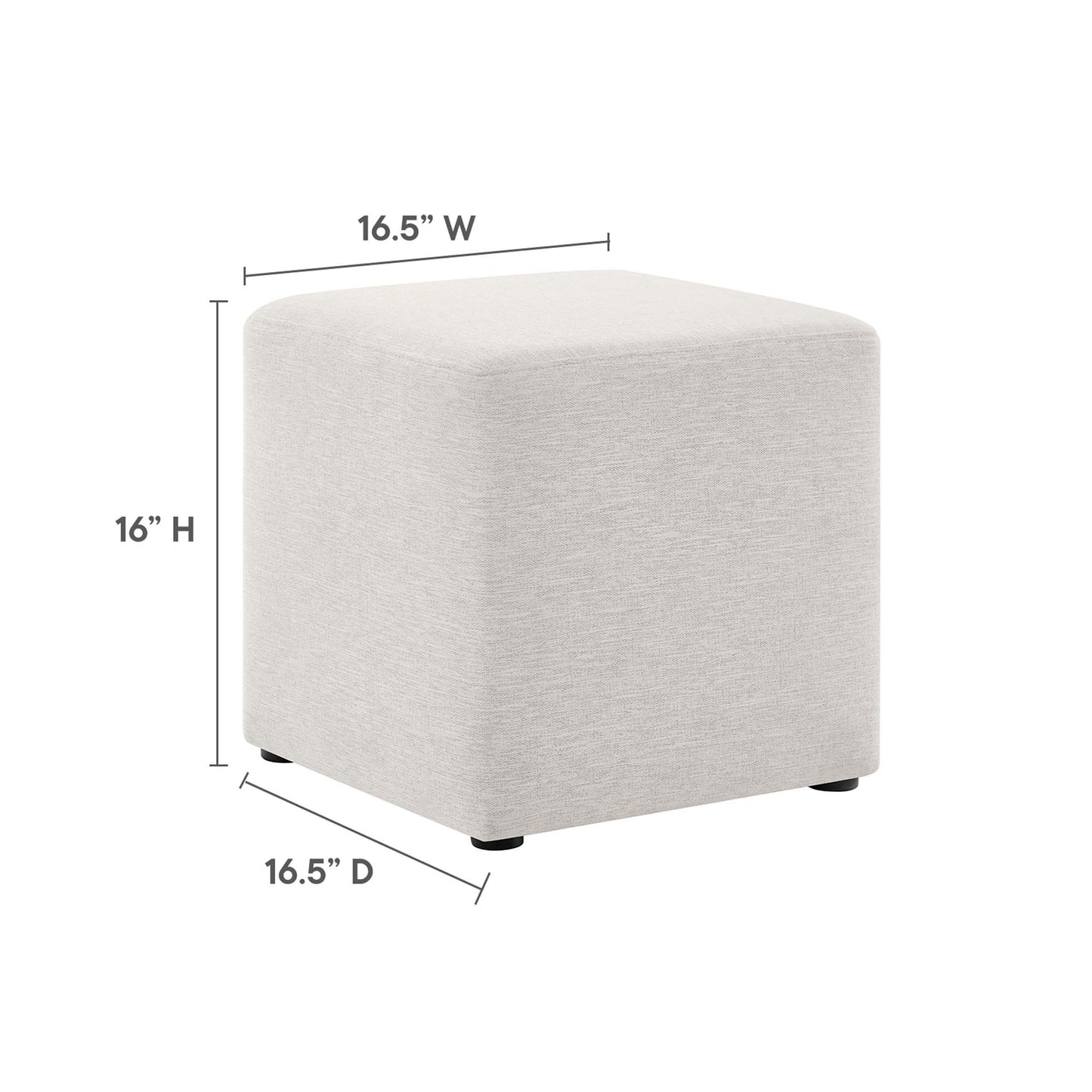 Callum 17" Square Woven Heathered Fabric Upholstered Ottoman by Furniture For America